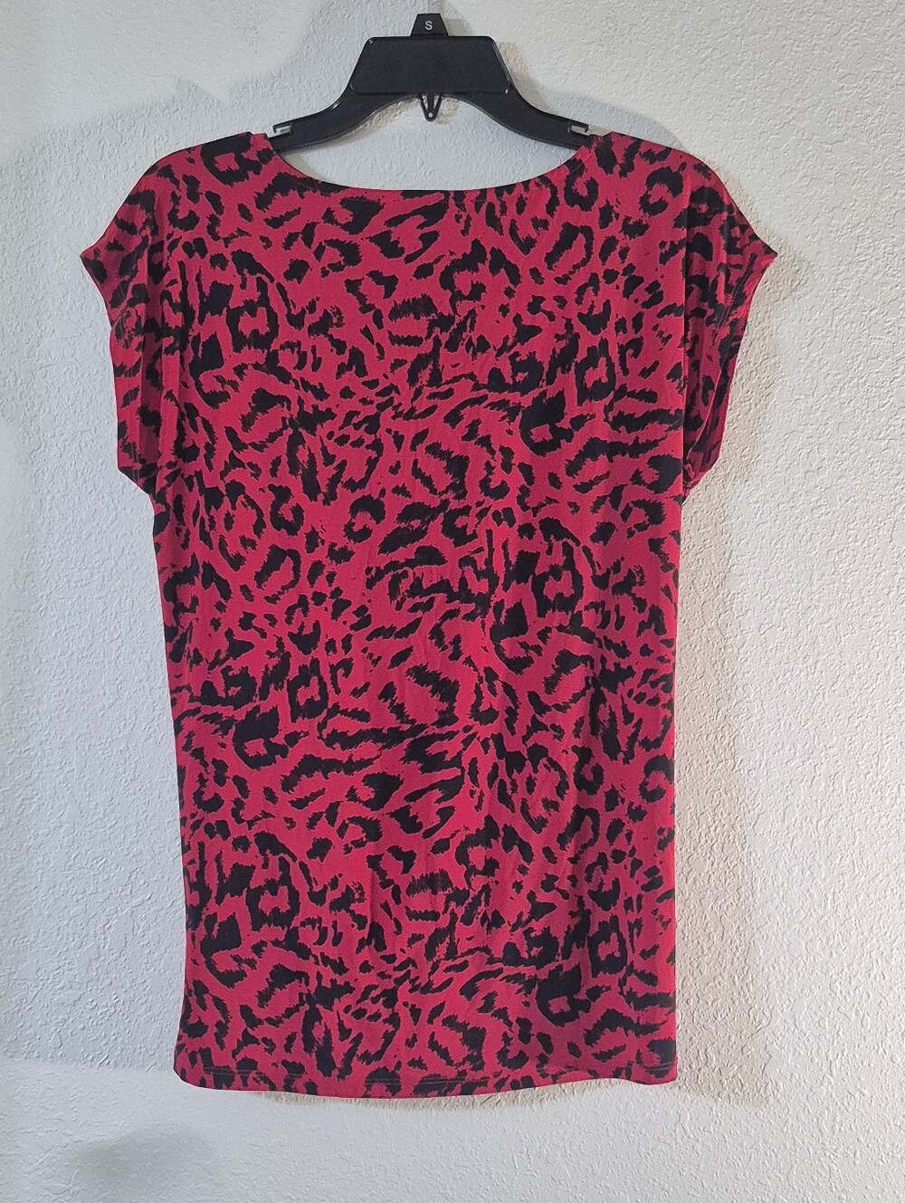 INC International Concepts Red and Black Leopard-Print Draped Front Blouse - Picture 2 of 2